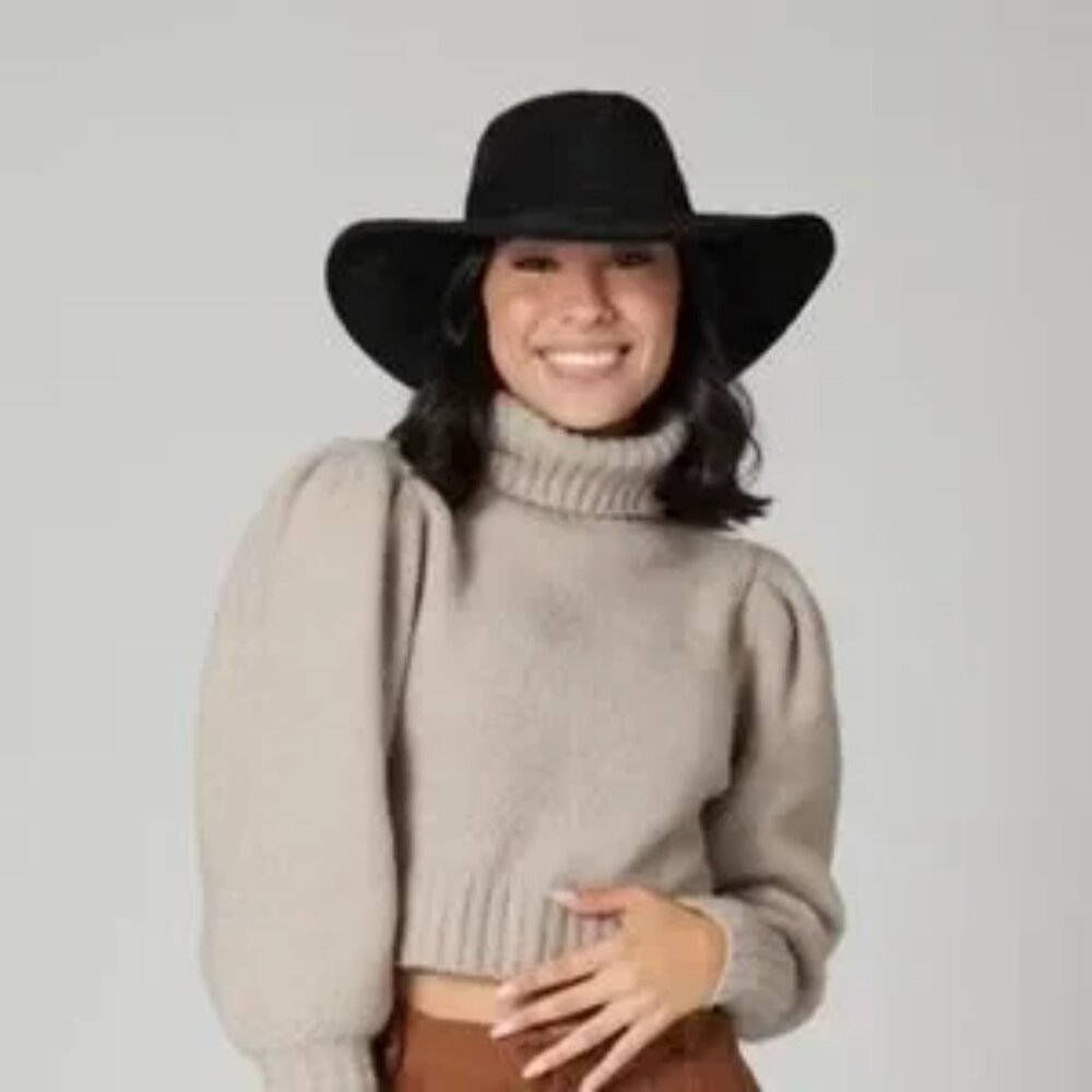 Anthropologie San Diego Hat Company Pioneer Black Adjustable Microsuede Hat- NWT